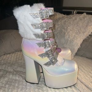Sugar thrillz rhinestone platform boots